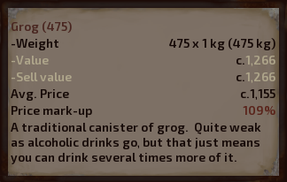 Grog 109 Price Mark Up